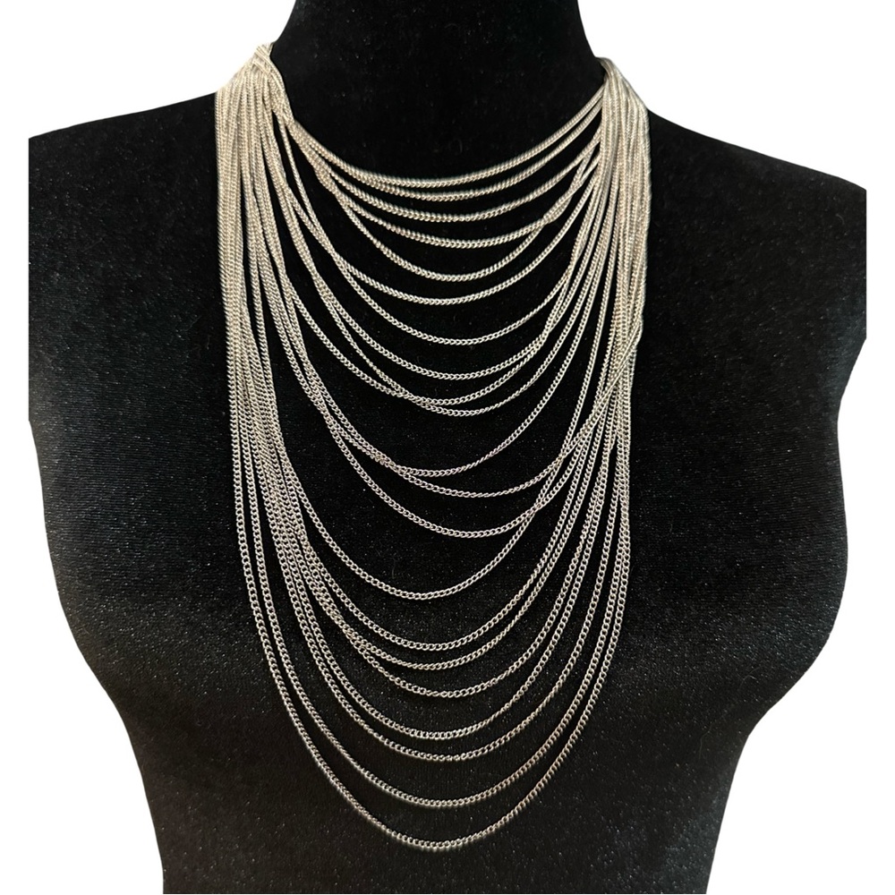Cato C 1946 Necklace Silver Tone 21 Multi Strand Adjustable Length